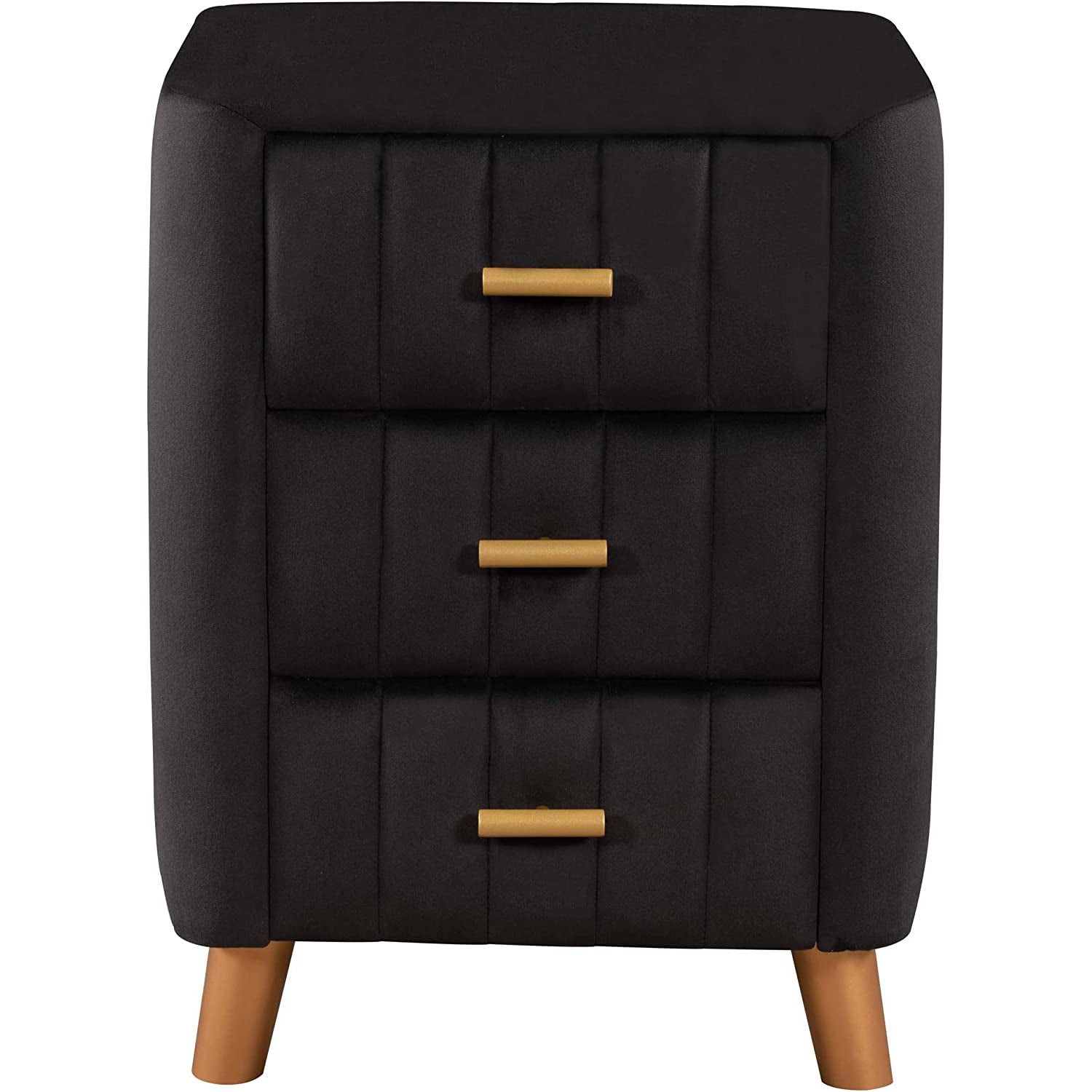 Modern Bedside Velvet Upholstered 3-Drawer Nightstand with Metal Handles Best Sale Online