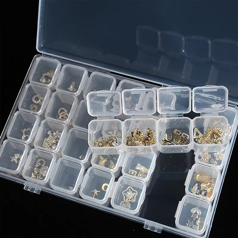 Small 28 Grids Diamond Box Clear Plastic Jewelry Craft Storage Container Sale Classic