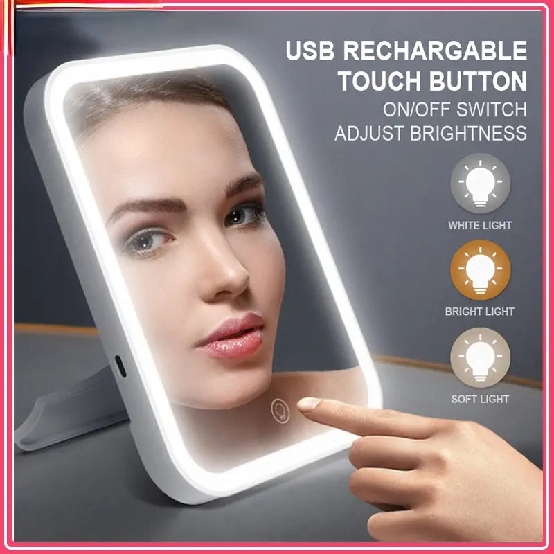 LED Makeup Mirror Touch Screen 3 Light Portable Standing Folding Vanity Mirror Footlocker Pictures Online