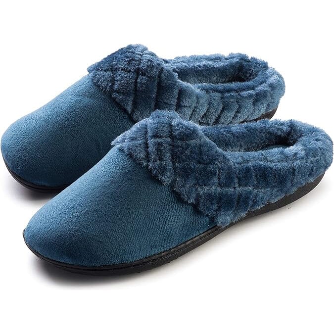 Roxoni Women's Velour Slippers Memory Foam Clog Quilted Faux Fur Collar Cheap Sale Websites