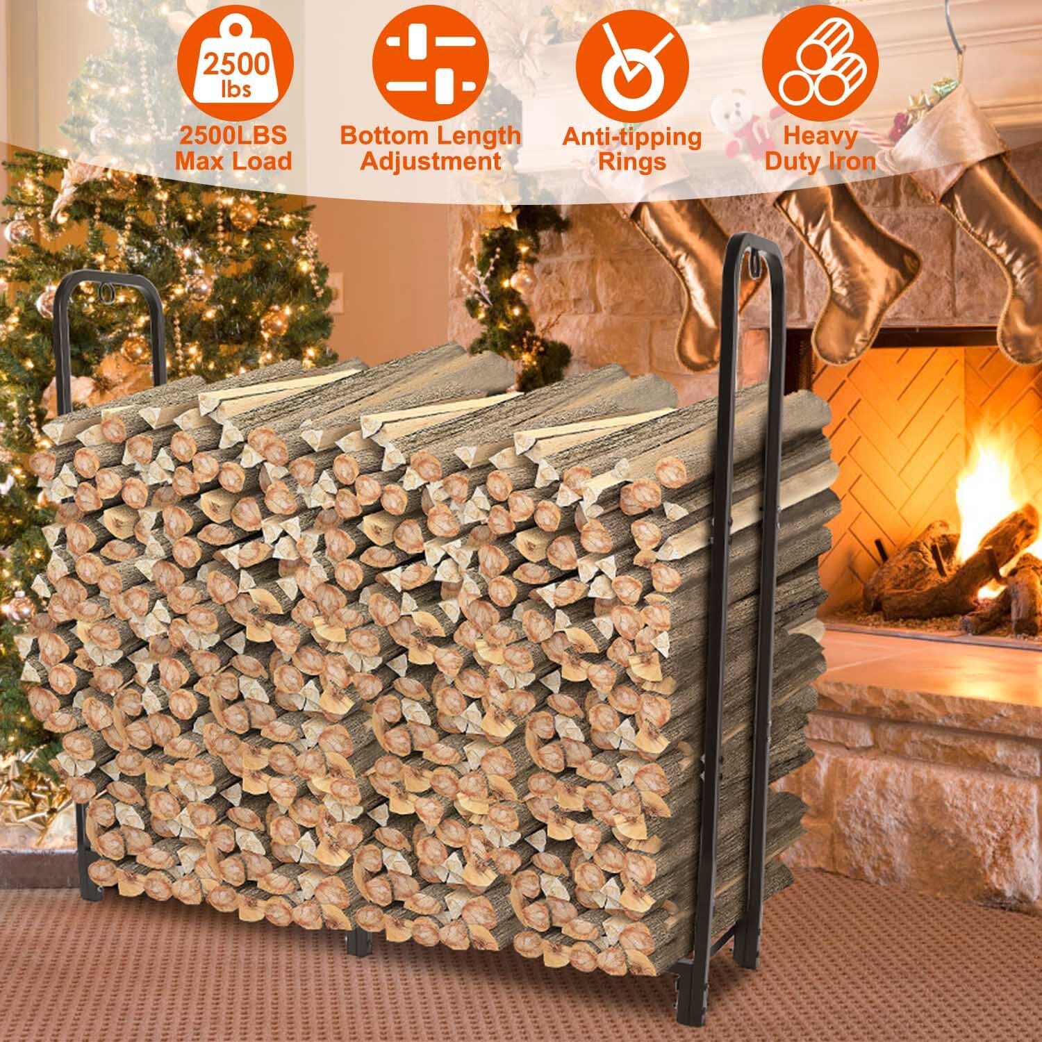 Firewood Log Rack 2500lbs Iron Storage Stacking Rack View