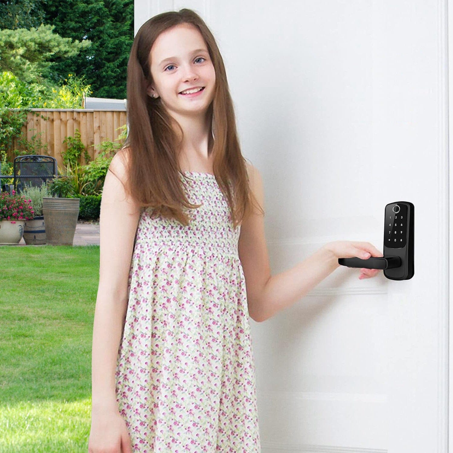 Smart Door Lock with Handle Fingerprints Passcode Keys Fobs App Control Discount Sale Online