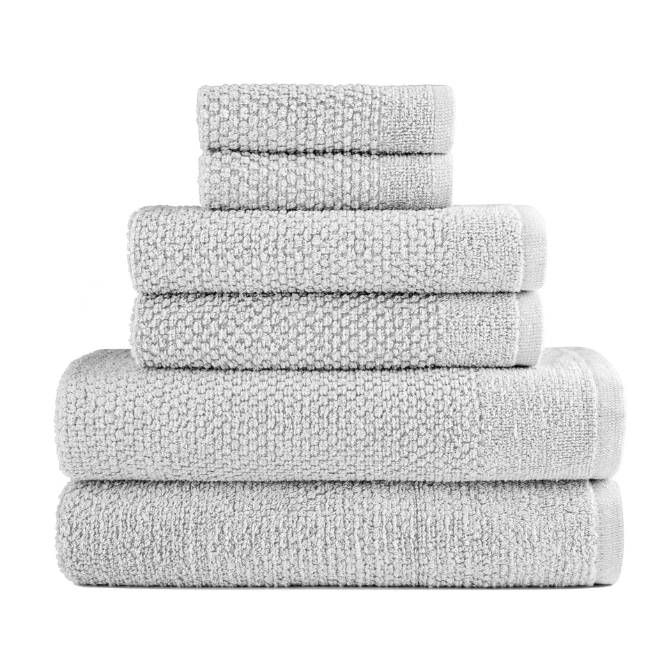 6-Piece: Dan River Popcorn Cotton Bath Towel Set Low Pice For Sale