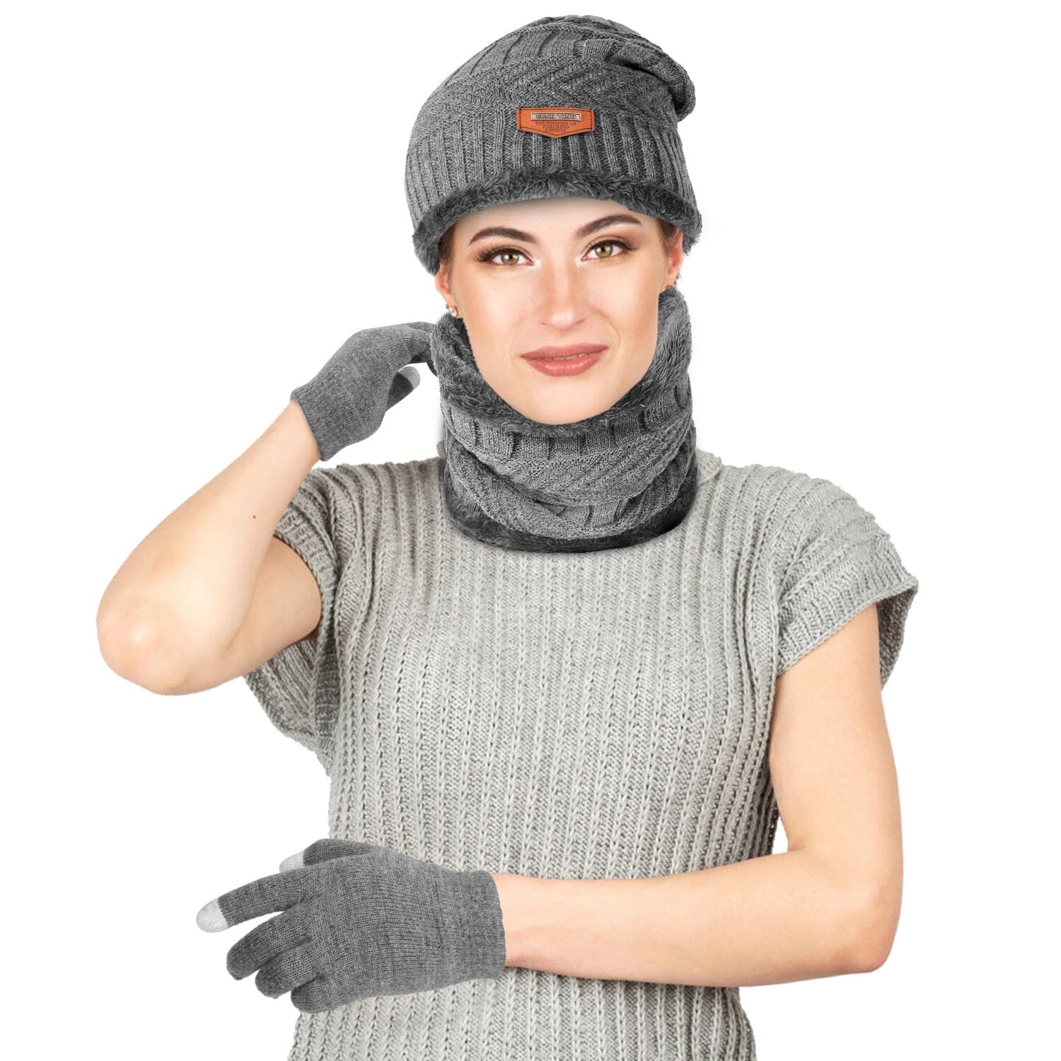 Winter Warm Beanie and Touch Screen Gloves Scarfs Set New Arrival Cheap Online