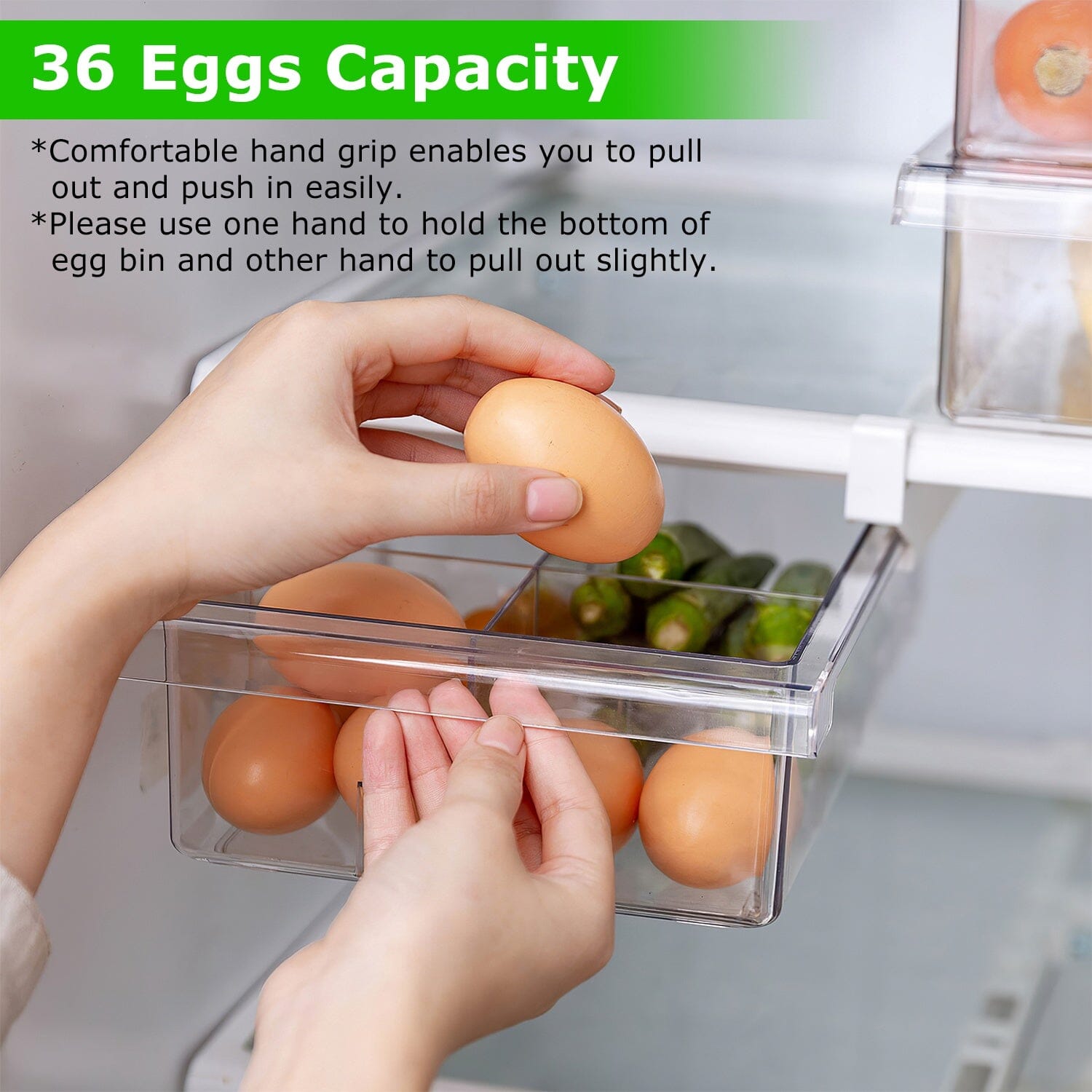 2-Piece: Refrigerator Egg Drawer 36 Egg Capacity Snap On Hanging Storage Tray Good Selling Cheap Pice