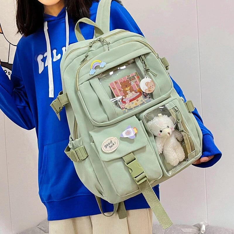 Cute Waterproof Multi-Pocket Women Backpacks with Bear Doll Clearance Good Selling