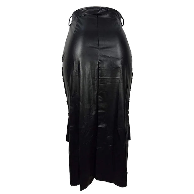 Knotted PU Leather Slit Skirt Clearance Buy