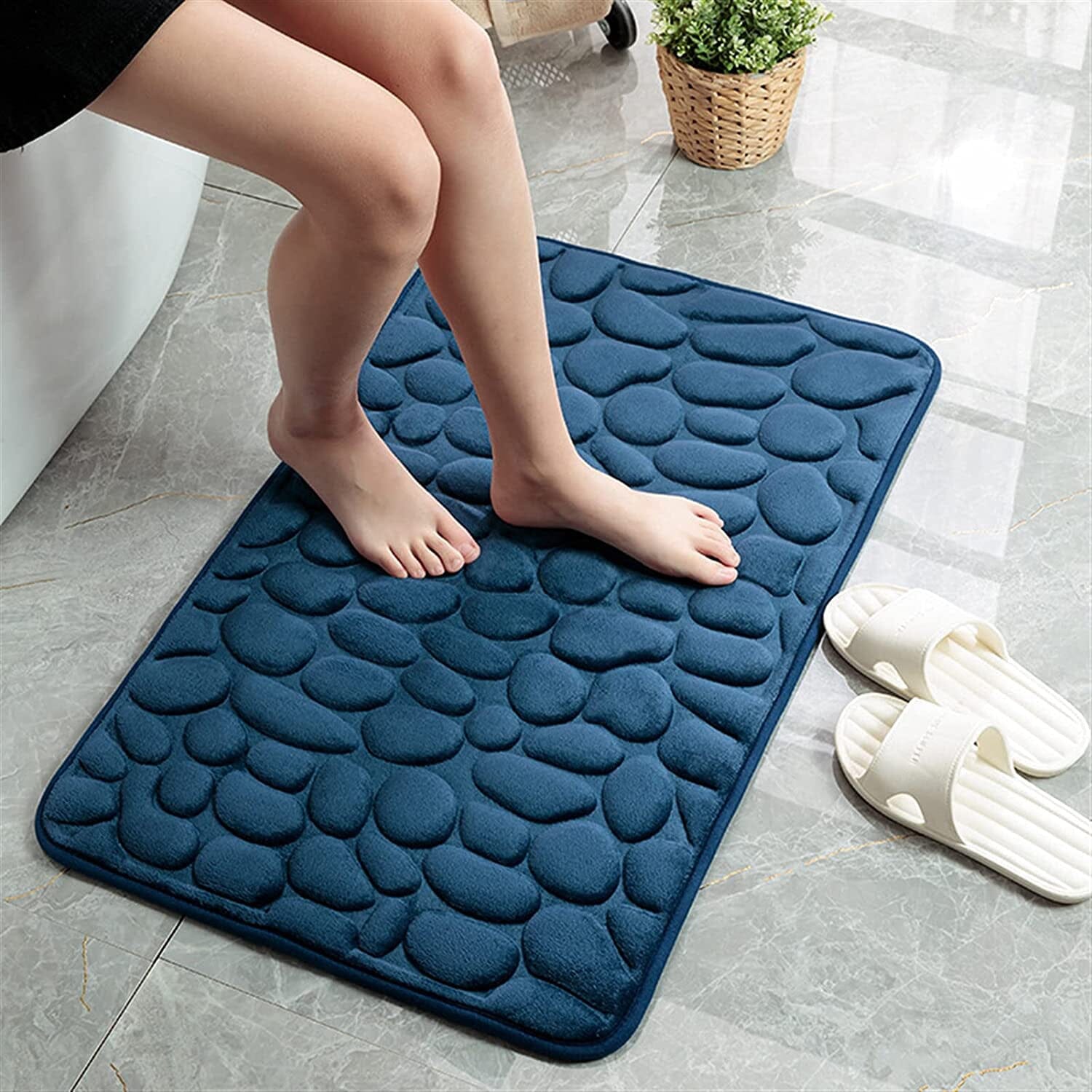 Soft Memory Foam Non Slip Cobblestone Embossing Bath Mat Clearance Best