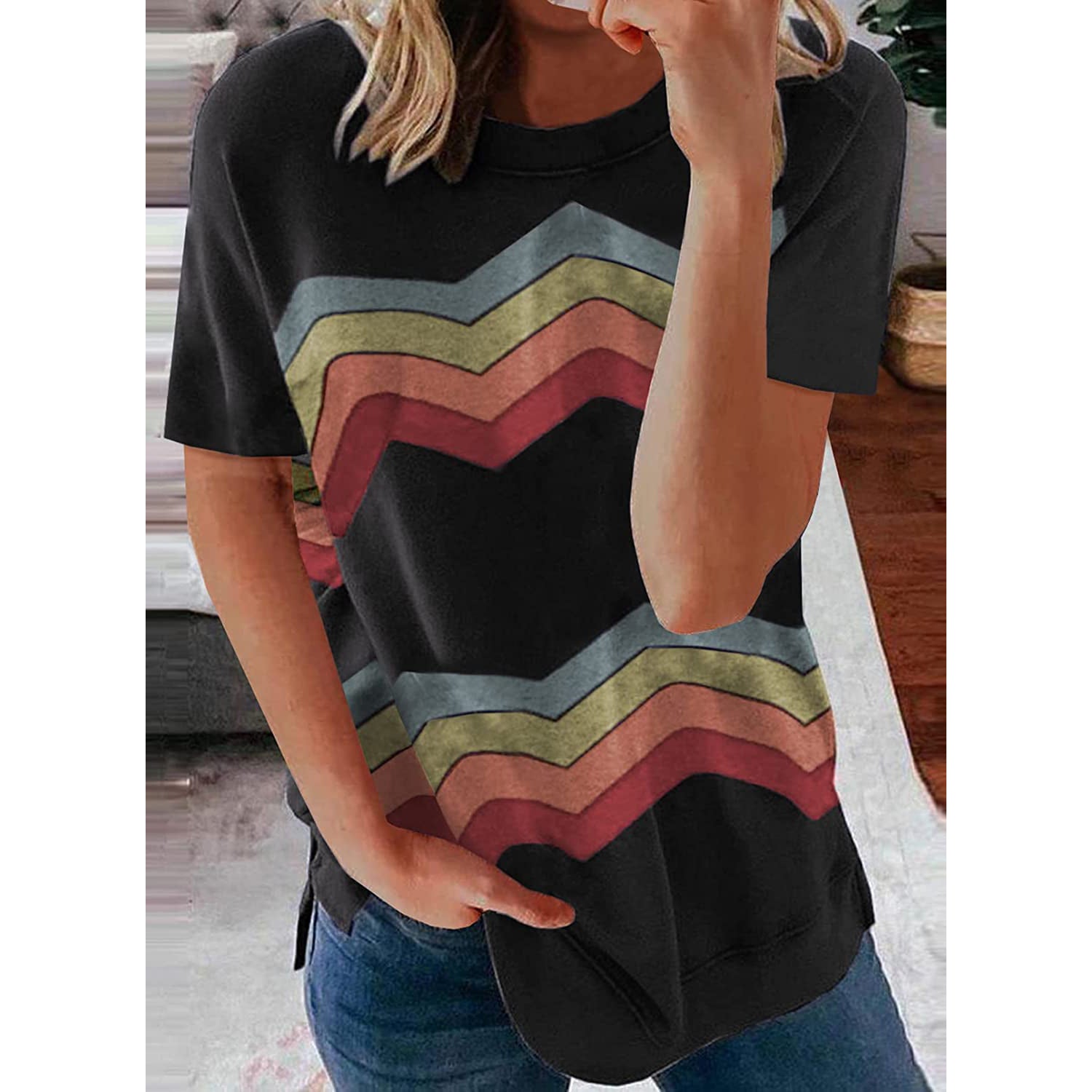 Womens Graphic Crewneck Tee Loose Casual T-Shirt Enjoy Online