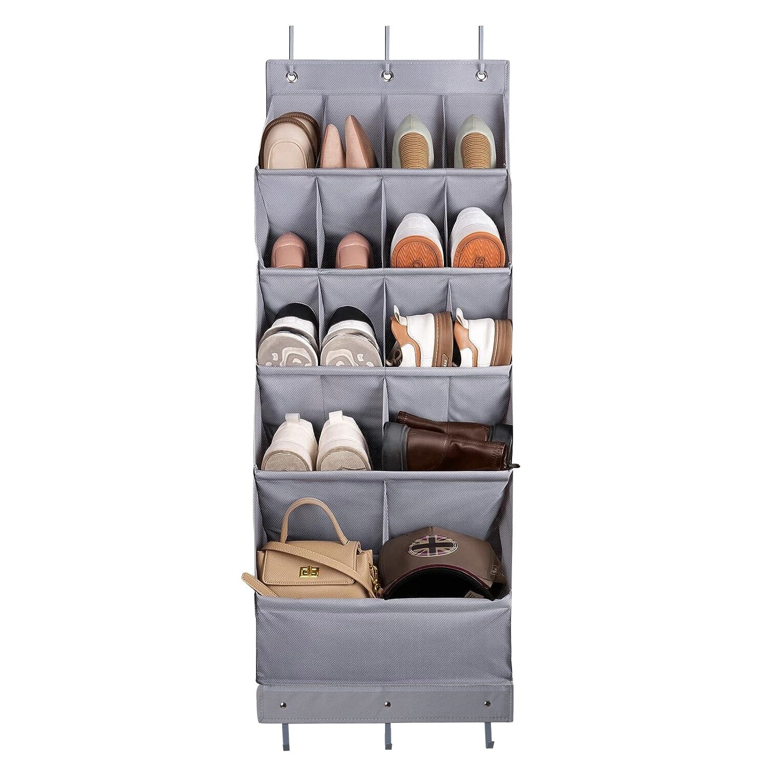 16 Pockets Over The Door Shoe Organizer 5 Tier with 6 Hooks Clearance Clearance