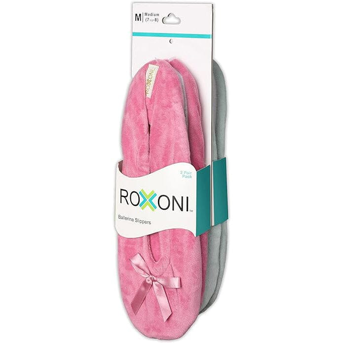 2-Pairs: Roxoni Women's Terry Classic Cotton & Velour Ballerina Slippers Outlet Locations Cheap Pice