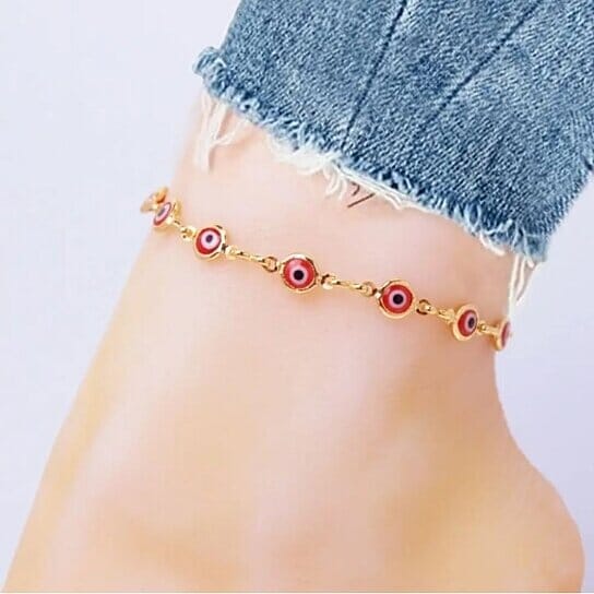 18k Gold Plated Red Evil Eye Anklet Websites Cheap Pice