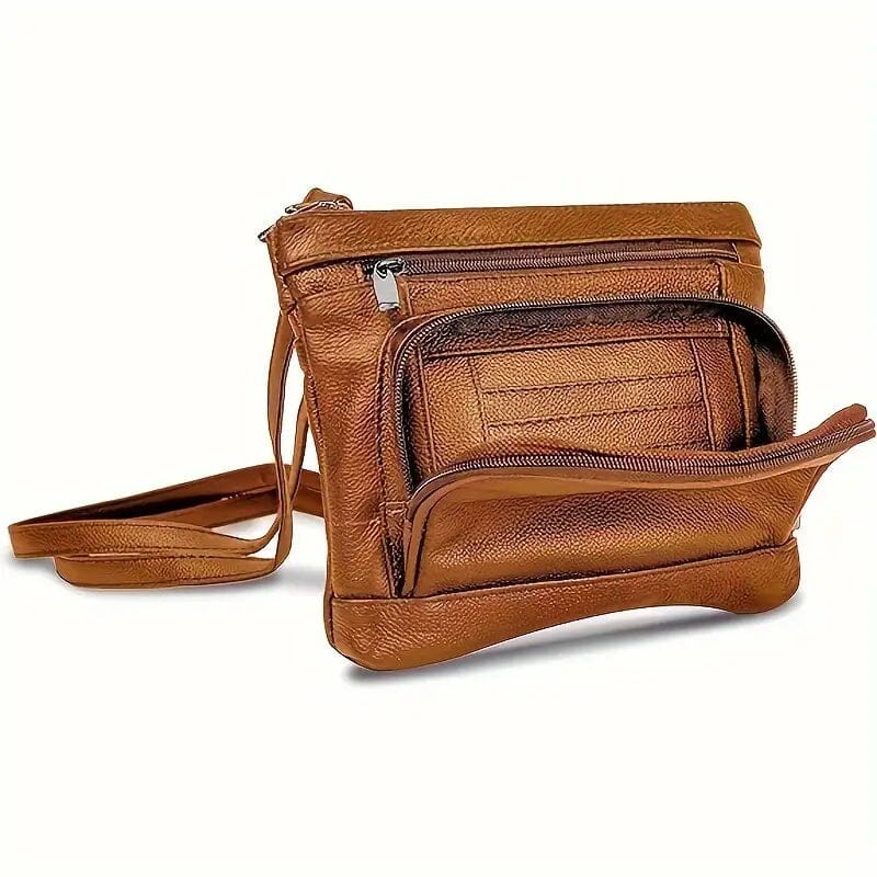 Multi-Pocket Wide Crossbody Wide Leather Bag Clearance Wholesale Pice