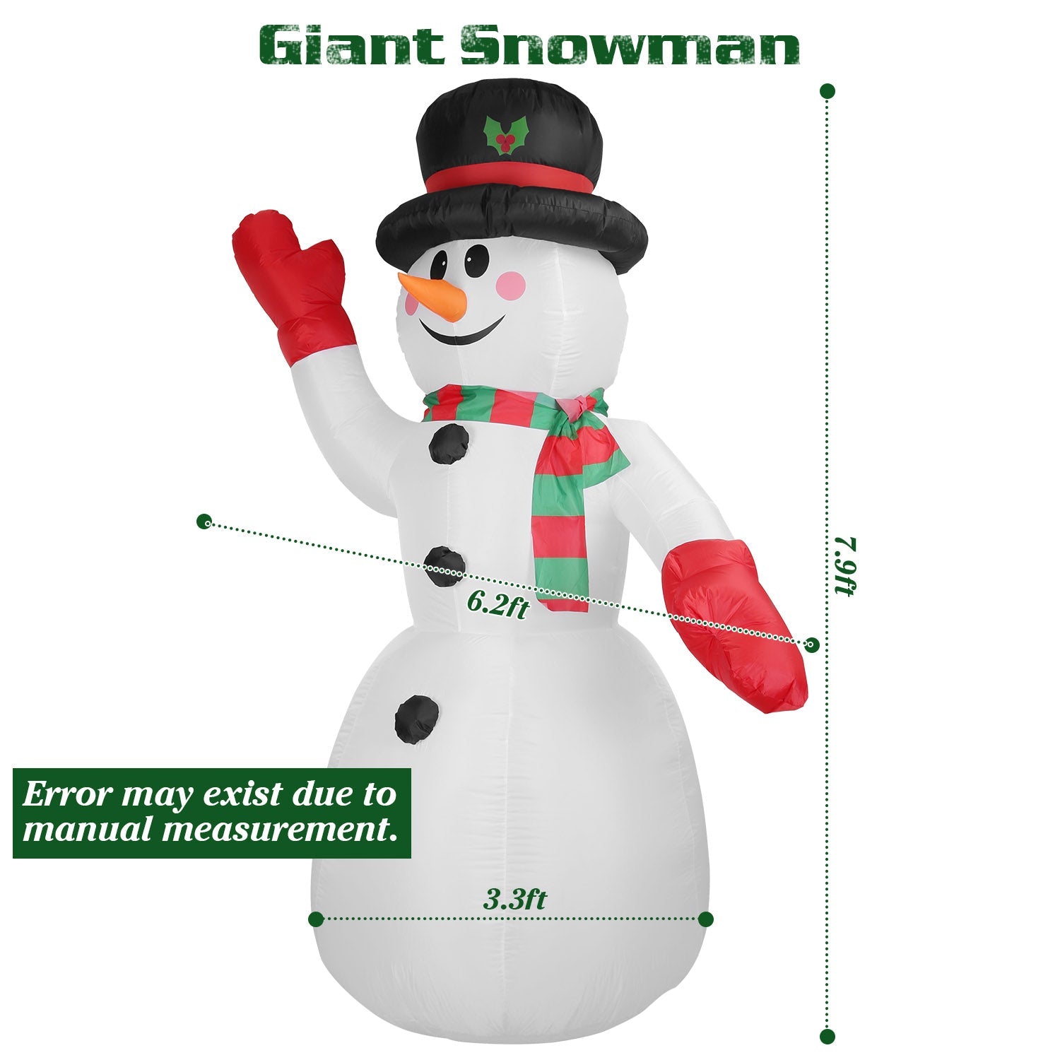 7.9ft Christmas Inflatable Giant Snowman Blow Up with LED Lights Hat Scarf Clearance Get Authentic