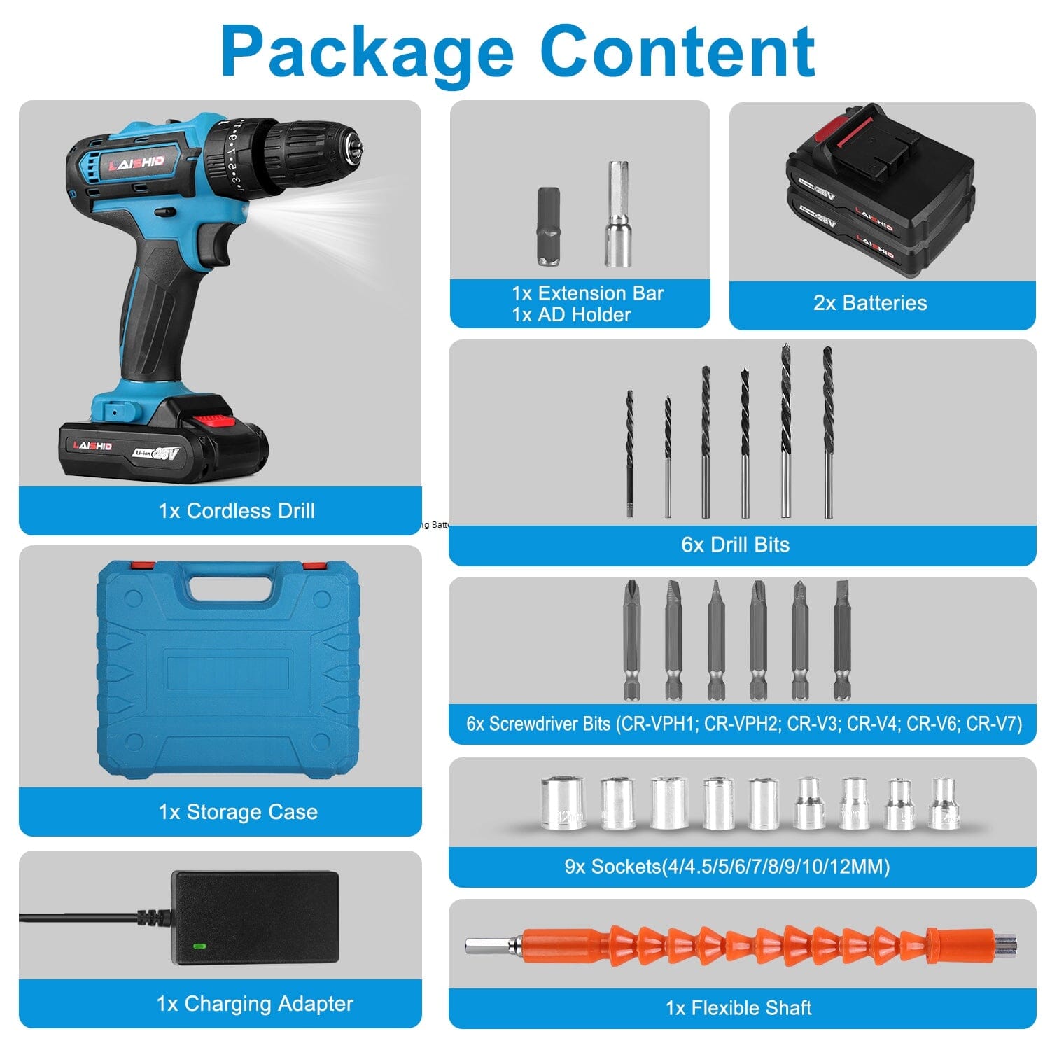 Cordless Drill Set with 2 Pieces 8V Batteries and Charger 2 Variable Speed 3/8In Keyless Chuck Quality From China Wholesale