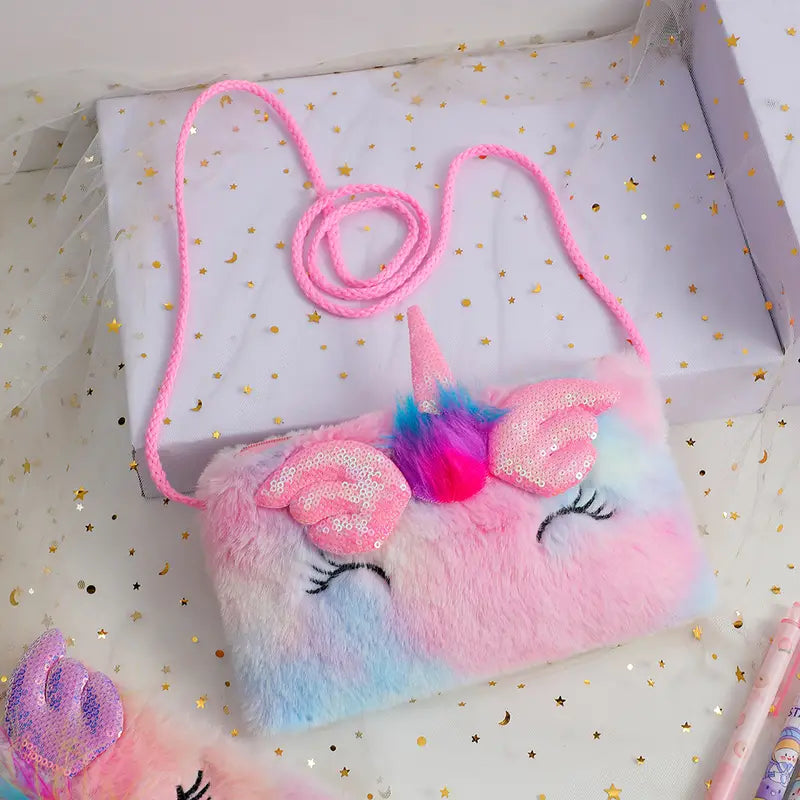 Girls Cute Sequin Plush Unicorn Tie Dye Bag Cheap Sale Store