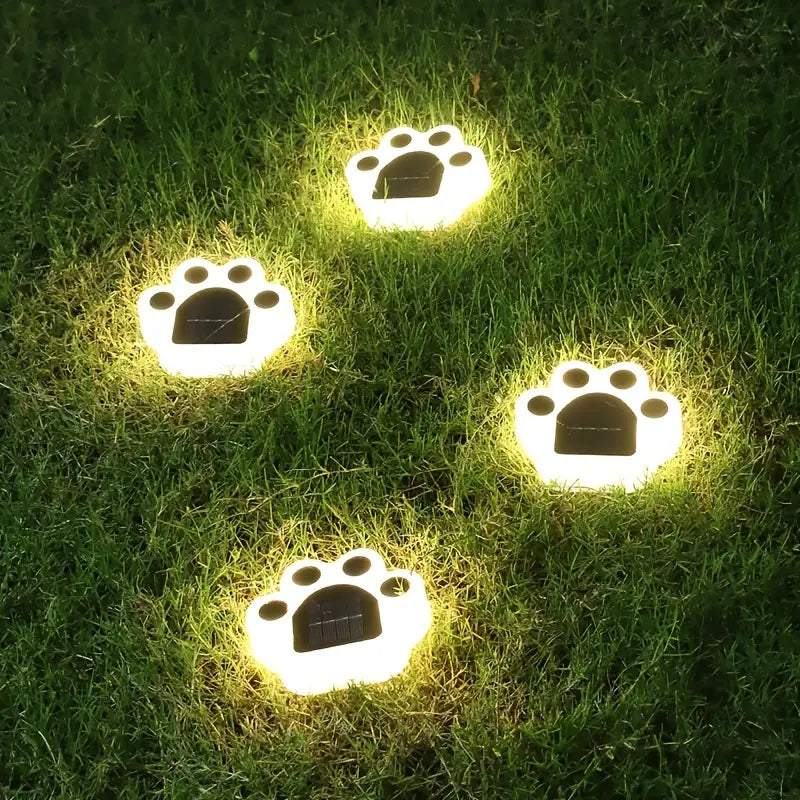 4-Pieces: Cute Paw-Shaped Solar Lawn Lights Factory Outlet For Sale