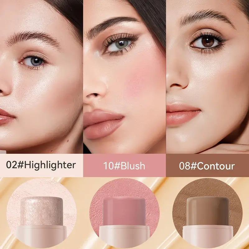 4-Pieces: Waterproof Cream Contour and Highlighter Kit with Brush Outlet For You