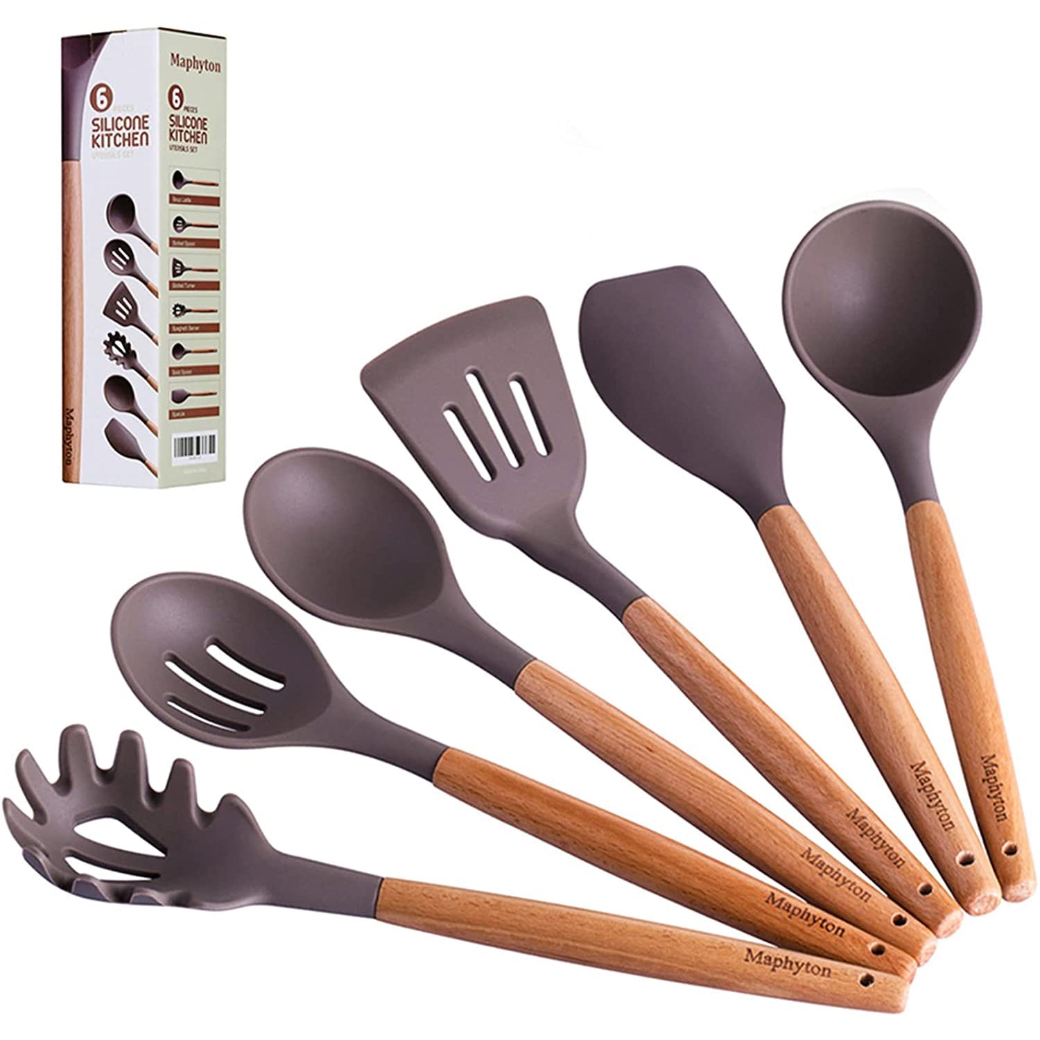 6-Piece: Maphyton Nonstick Silicone Cooking Utensils Set Free Shipping Cheap Pice