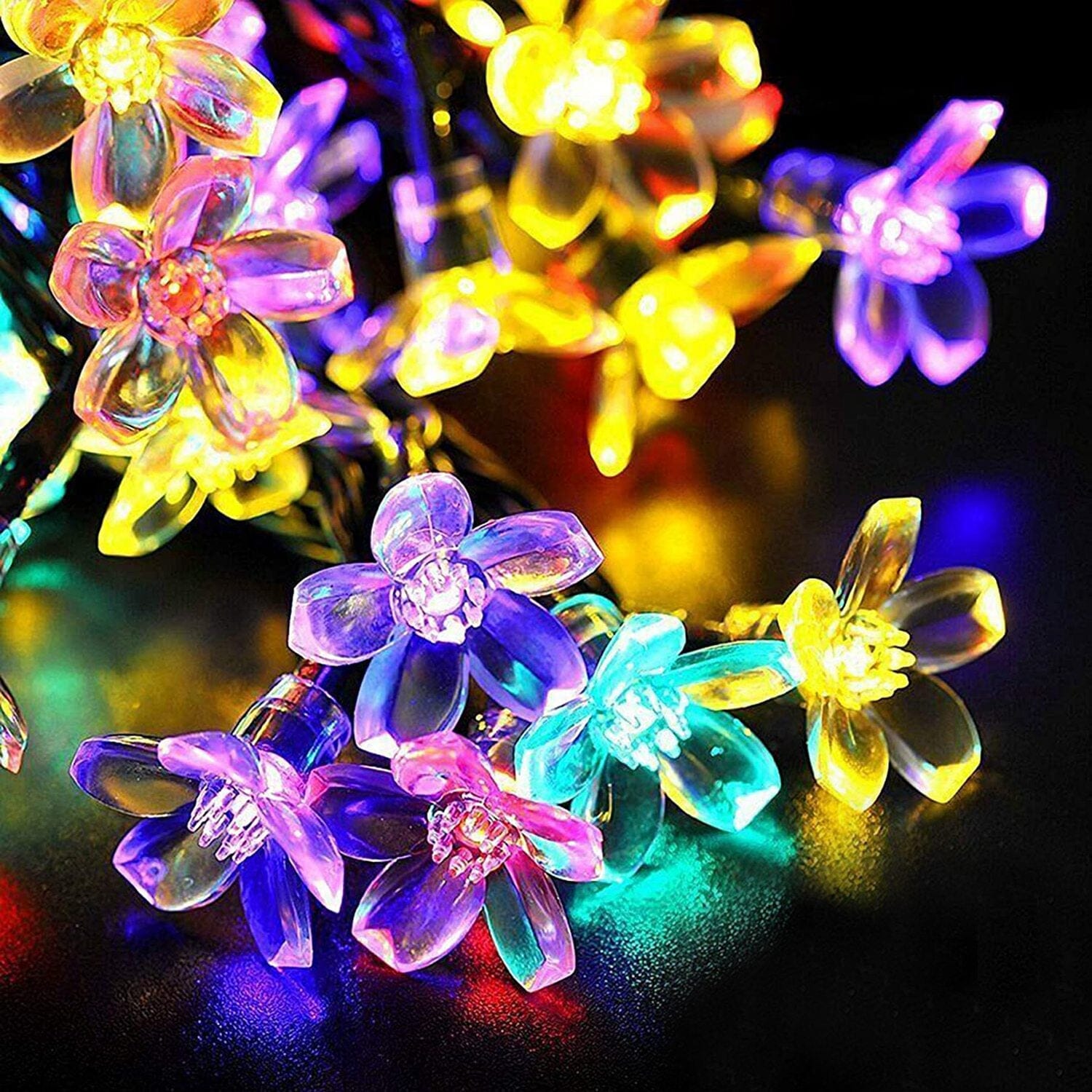 2-Pieces: Solar Power String Lights 50 LED Beads Fairy Sakura Flower Manchester Great Sale Online