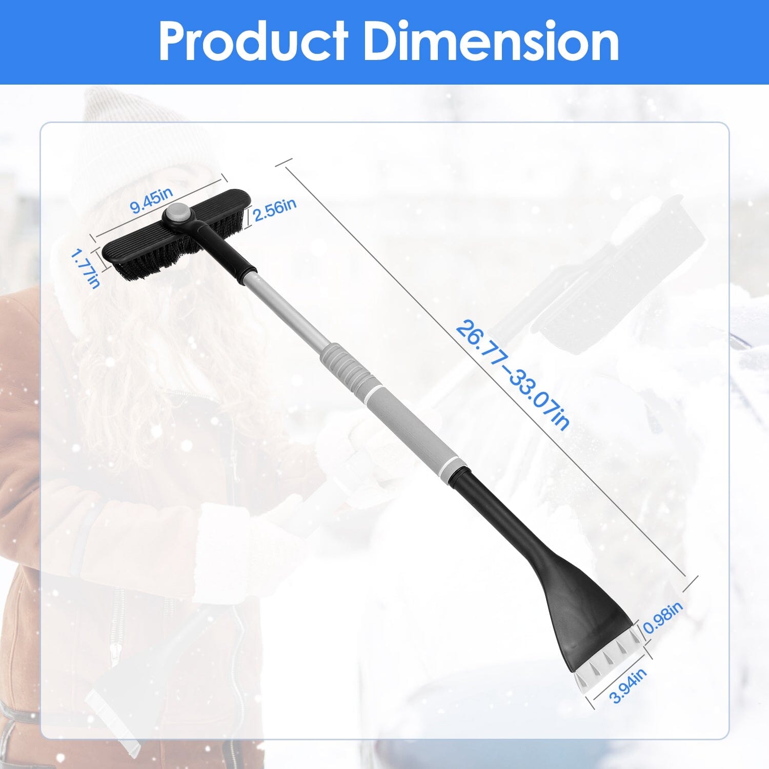 2-in-1 Automobile Snow Shovel Frost Removal with 360∞ Pivoting Brush Head Cheap Sale Choice