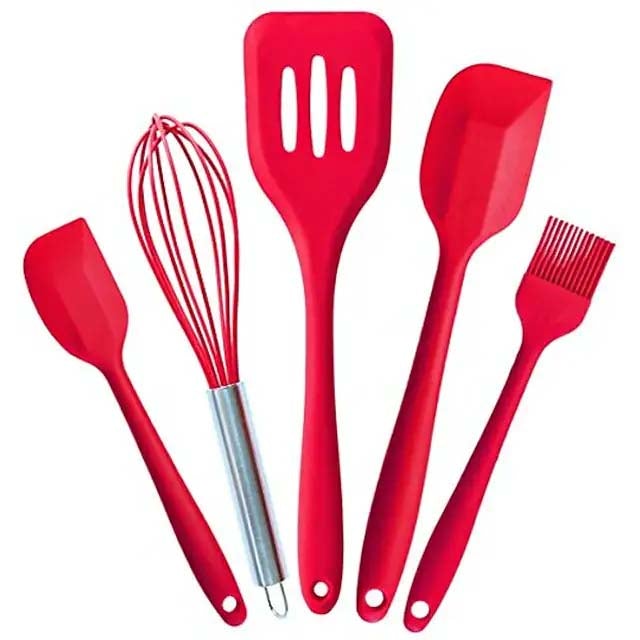 5-Pieces: Silicone Cooking Utensils Sets Clearance Free Shipping