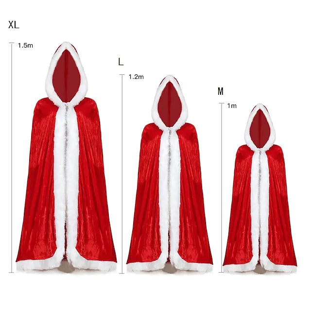 Velvet Hooded Cape Cloak Santa Cosplay Christmas Costumes Women Outlet New Styles