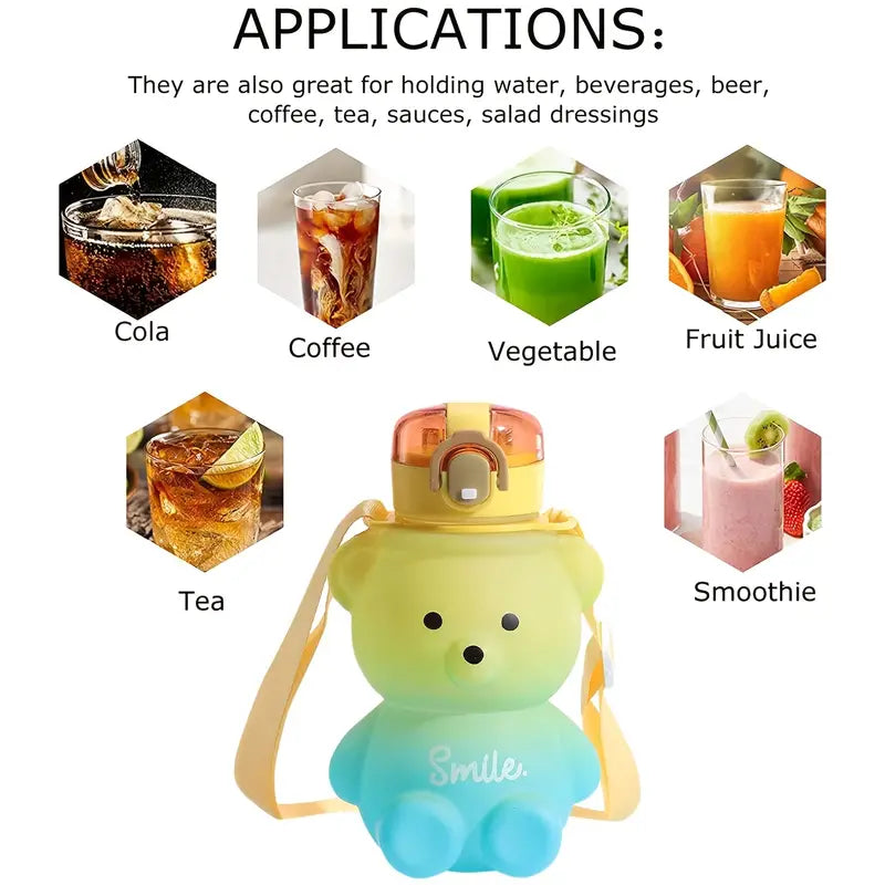 BPA-free Kawaii Bear Straw Water Bottle Discount Latest Collections