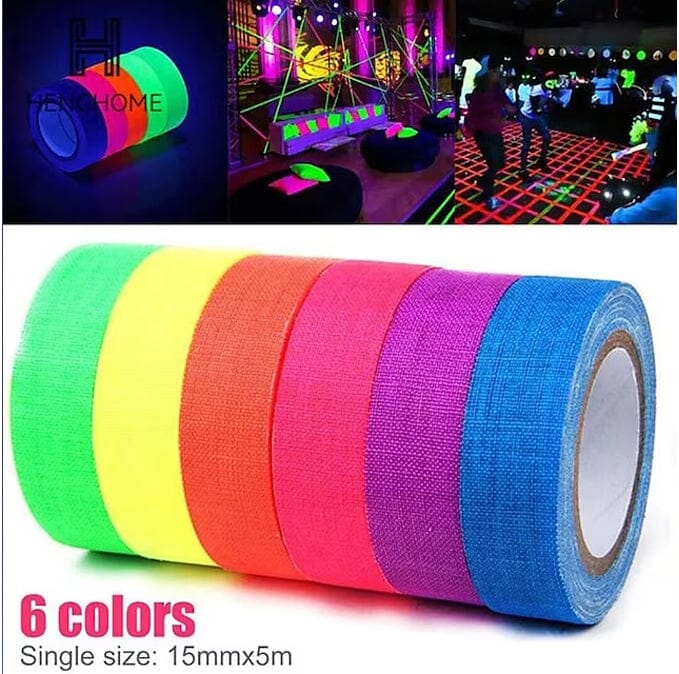 6-Pack: UV Gaffer Fluorescent Party Tape Blacklight Reactive Glow In The Dark Tape Sale Recommend