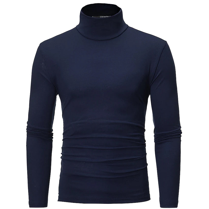 Men's Pure Color T-Shirt Thermal Mock Turtleneck Long Sleeve Tops Best Pices Online