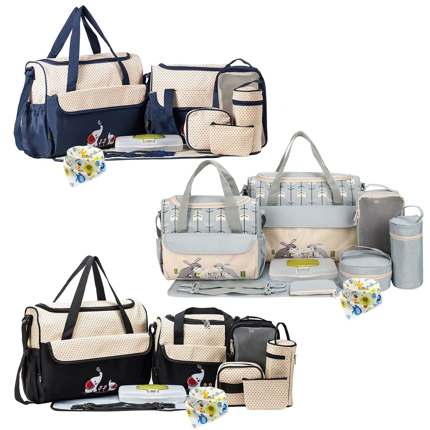 11-Piece Set: Multifunctional Diaper Handbags with Food Bag Low Cost