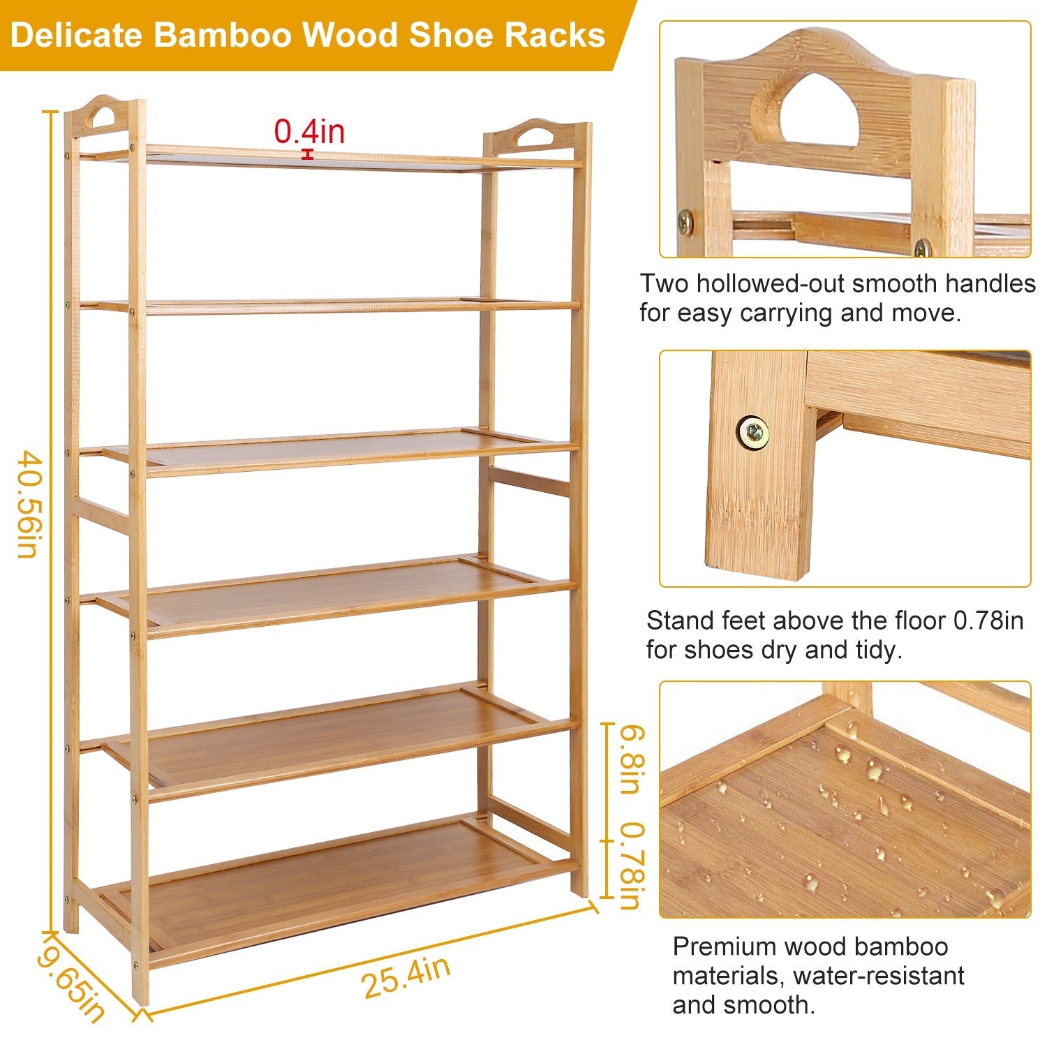 6 Tier Bamboo Shoe Rack Organizer Sale Big Discount