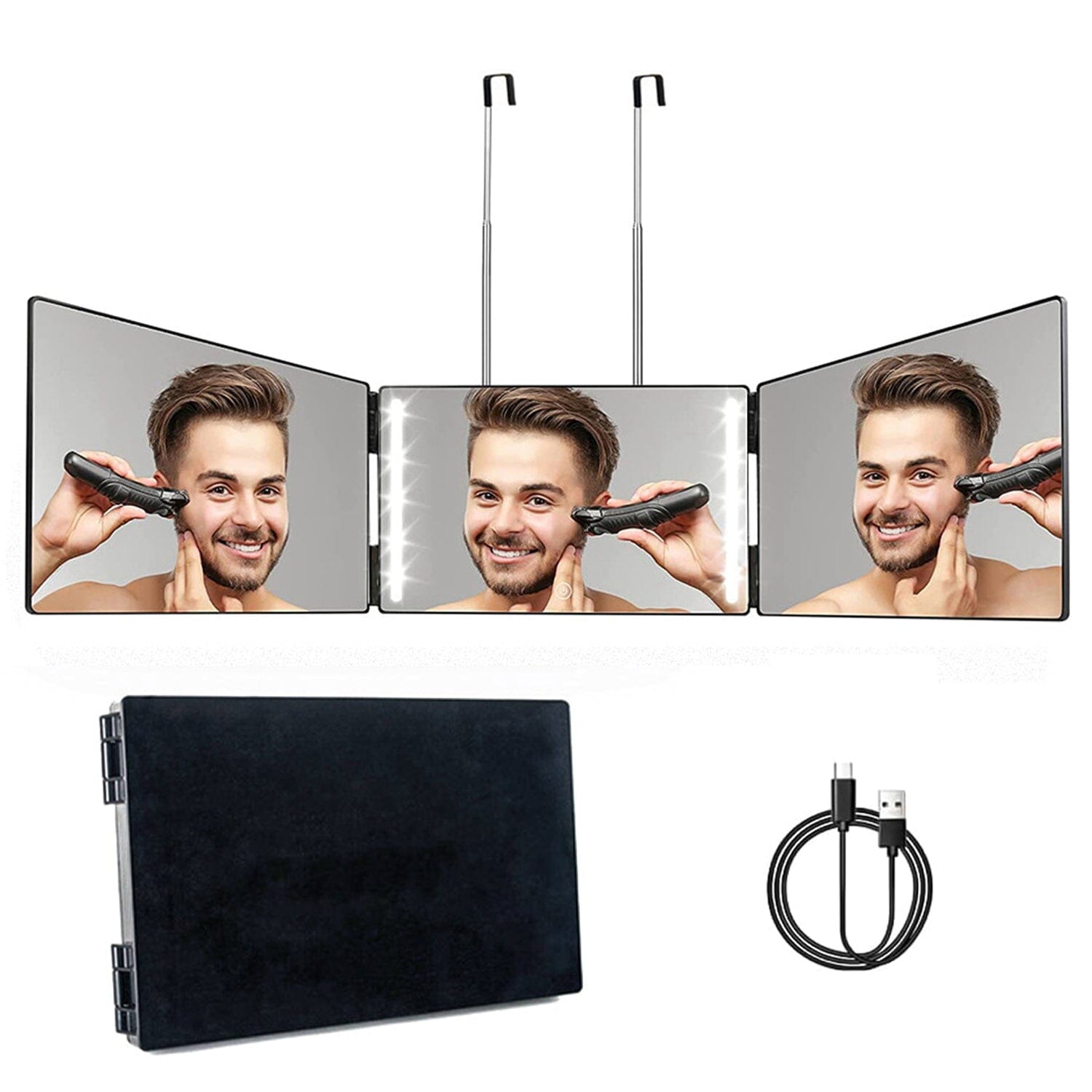 Tri-Fold Mirror with Telescopic Hanger Recommend Sale Online