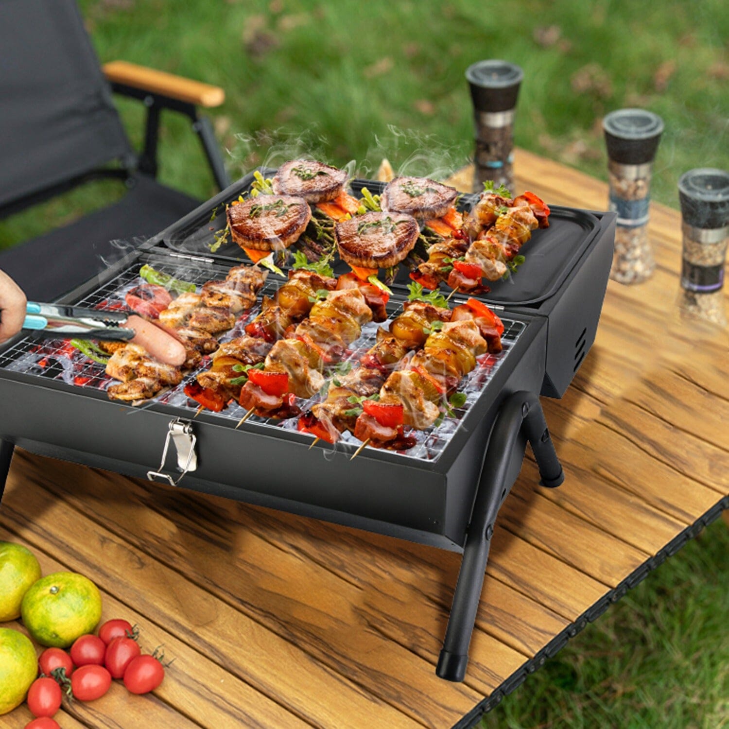 Portable Charcoal Two Sides Folding BBQ Grill Outlet Locations Cheap Pice