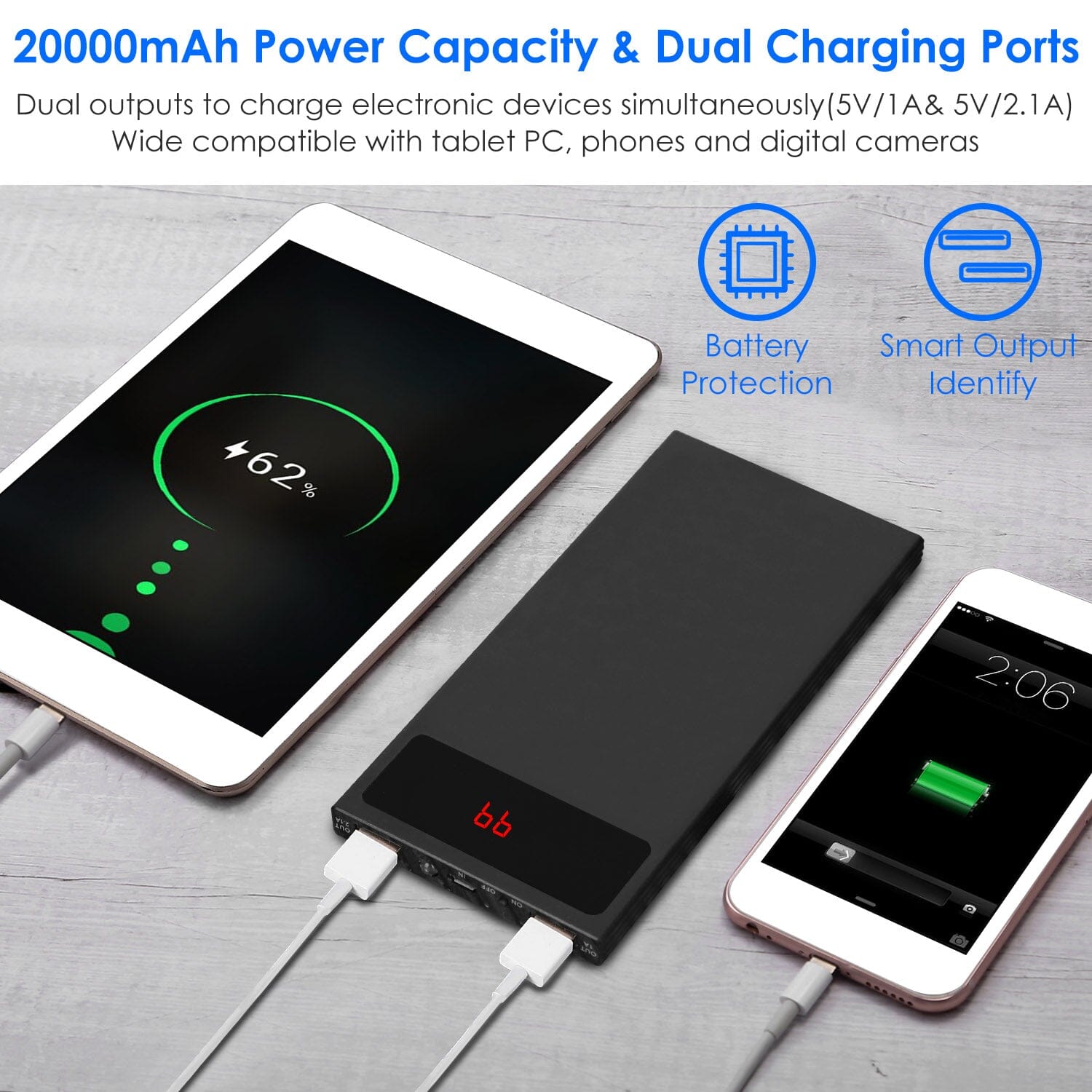 20,000mAh Power Bank Ultra-thin External Battery Pack With Mastercard