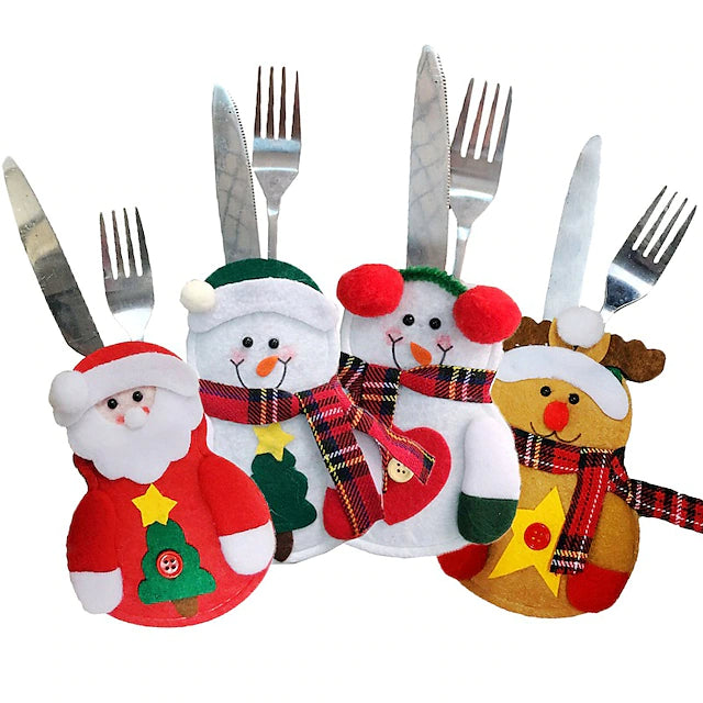 4-Piece: Holiday Tableware Sets Christmas Knife And Fork Bags Cheap Sale Reliable