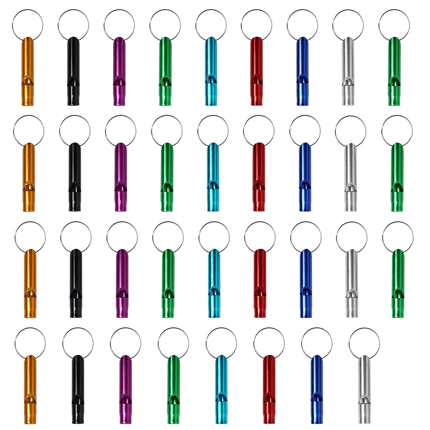 35-Pieces: Emergency Whistle Extra Loud with Key Chain Ring Sale Big Discount