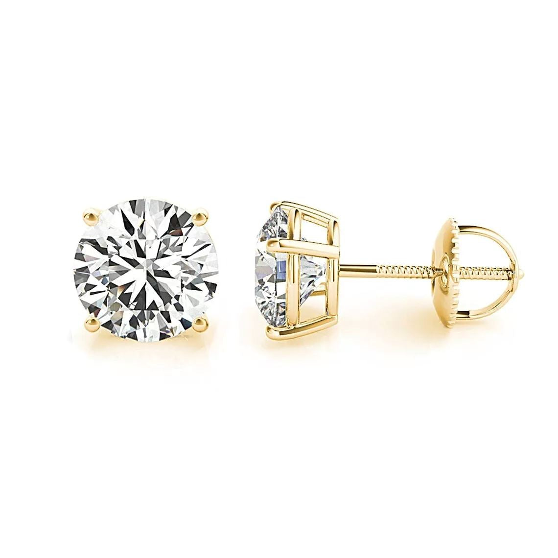 14K Gold Lab Grown Diamond Stud Earrings IGI Certified 0.50 Ct-4.00 Ct D/E VS Cheap Real Authentic