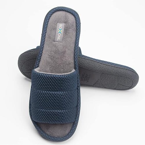 Roxoni Plush Slippers for Men Open Toe House Slippers for Superior Comfort Wholesale Pice Cheap Online