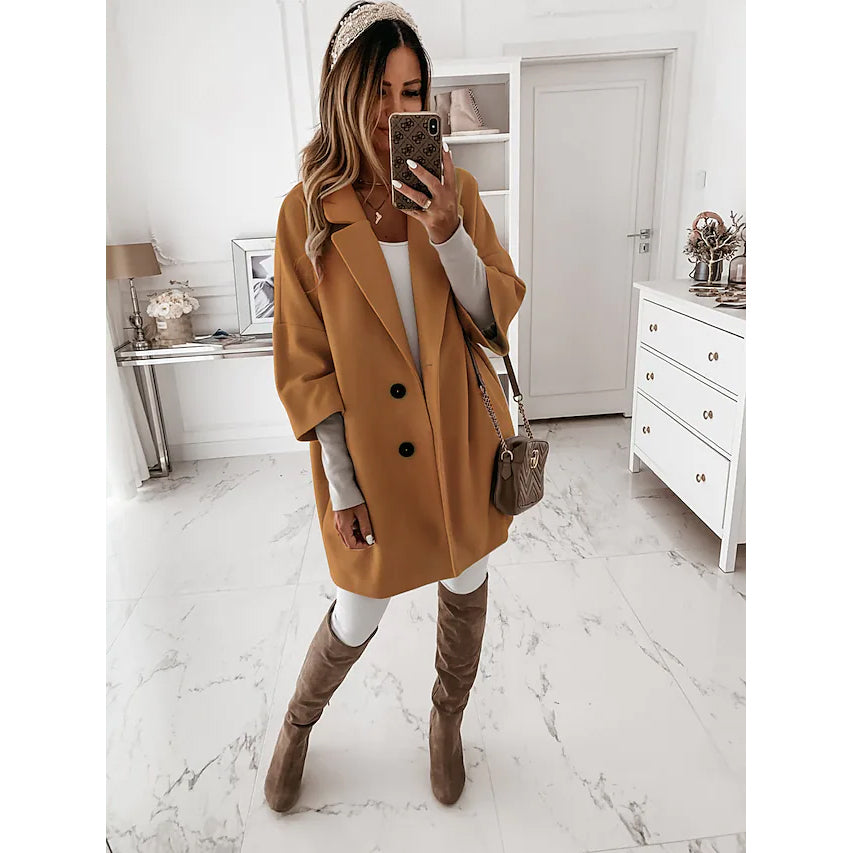 Women's Coat Shacket Jacket Long Sleeve Solid Color Oversized Clearance Low Pice Fee Shipping