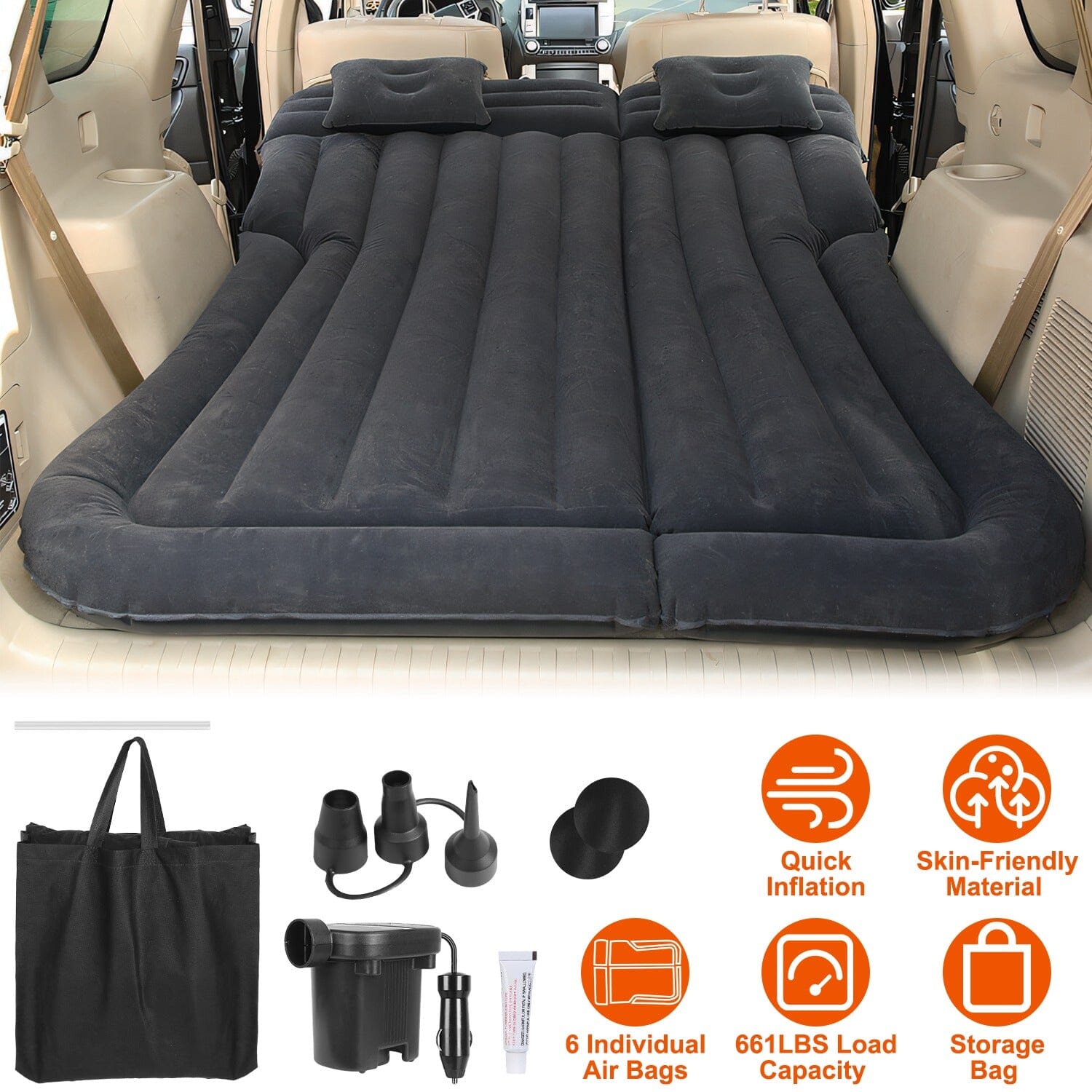 Inflatable SUV Air Mattress Thickened Camping Bed Cushion with Pillow Discount Best Sale