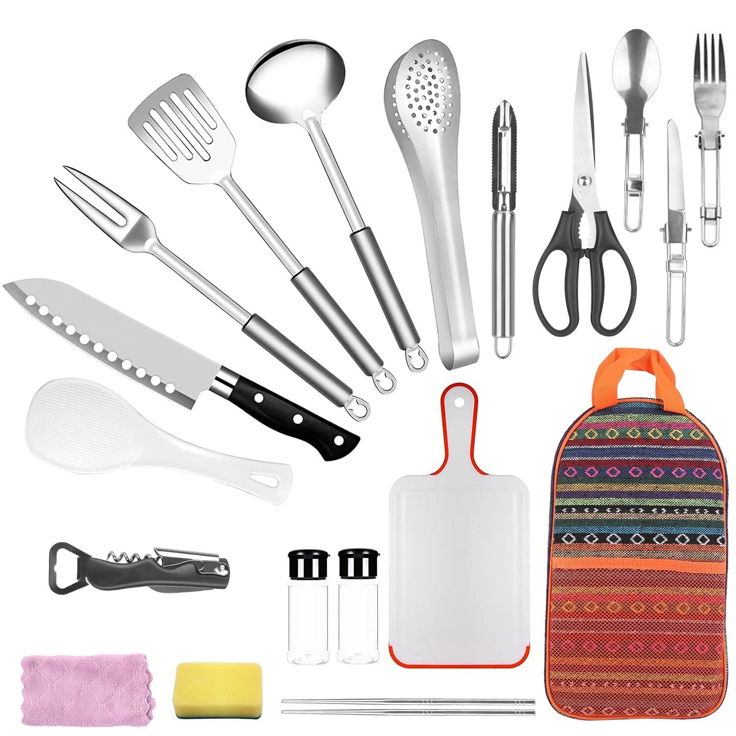19-Piece: Camping Cooking Utensil Kit Portable Picnic Cookware With Credit Card Free Shipping