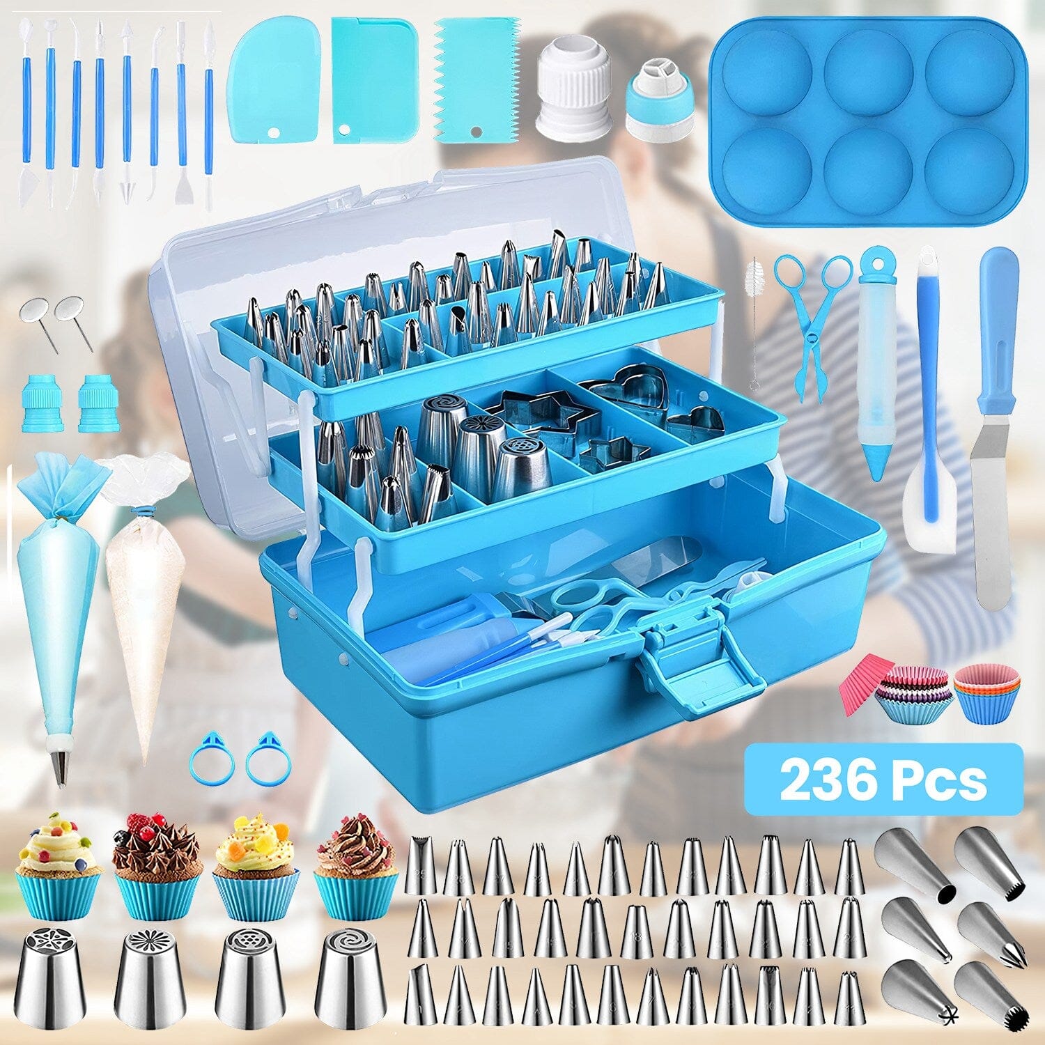 236-Pieces: Cake Decorating Kit Baking Tool with Piping Tips Couplers Cheap Sale Best Wholesale