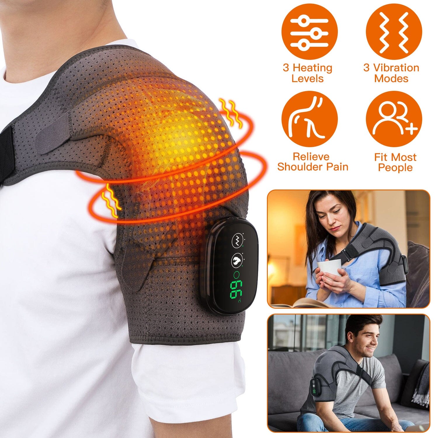 Rechargeable Heated Shoulder Wrap Massager Shoulder Brace Support with 3 Heating Levels How Much Cheap Online