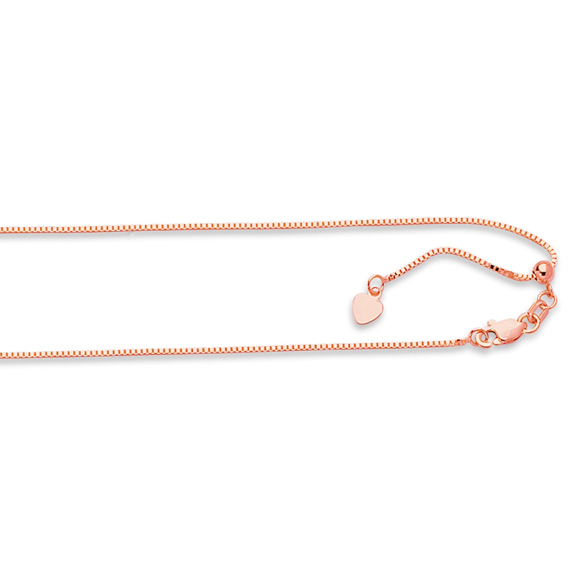 0.7MM Solid Adjustable Box Chain 14K Rose Gold Up to 22 Cheap Sale Free Shipping