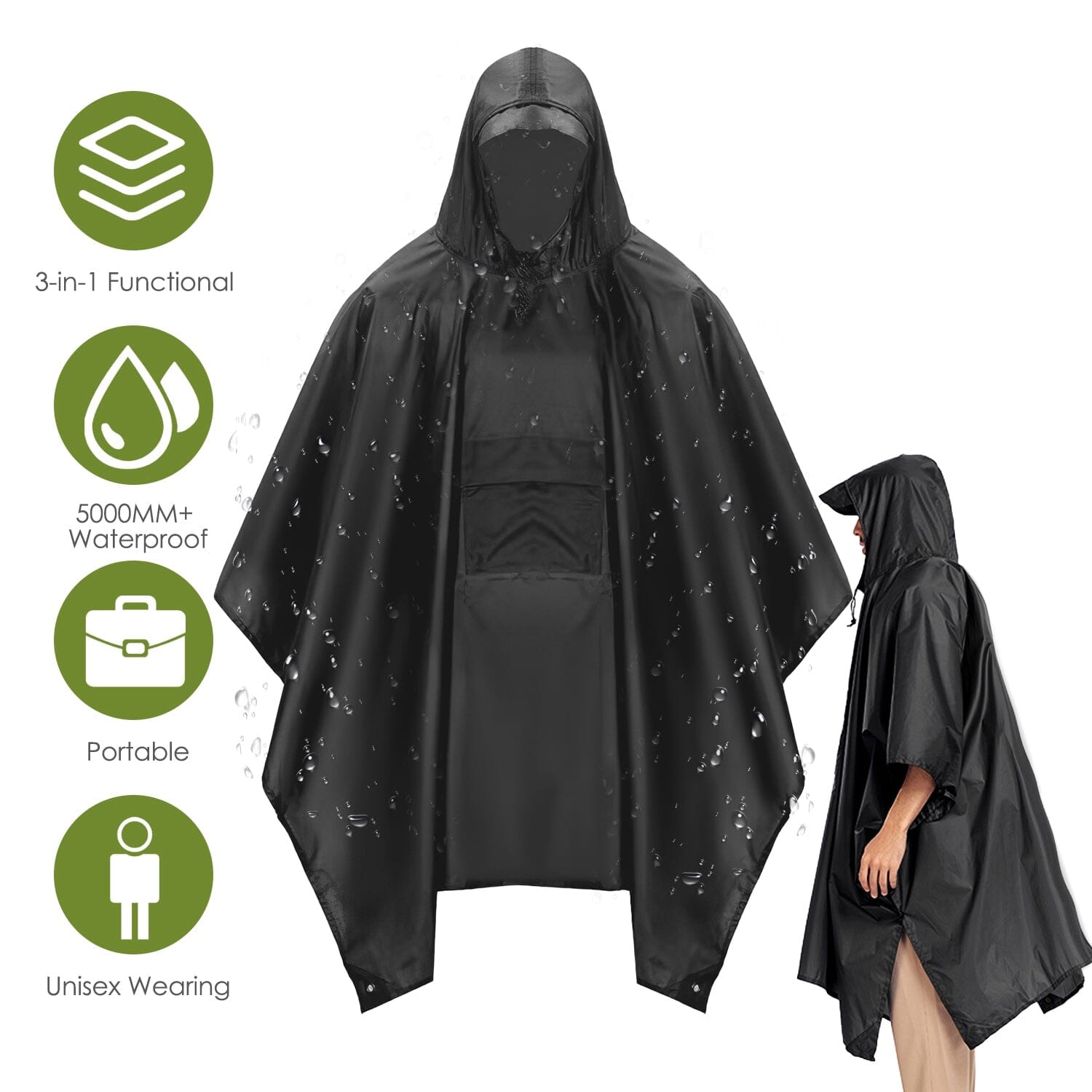 Unisex Hooded Rain Poncho with Pocket Cheapest Pice Online