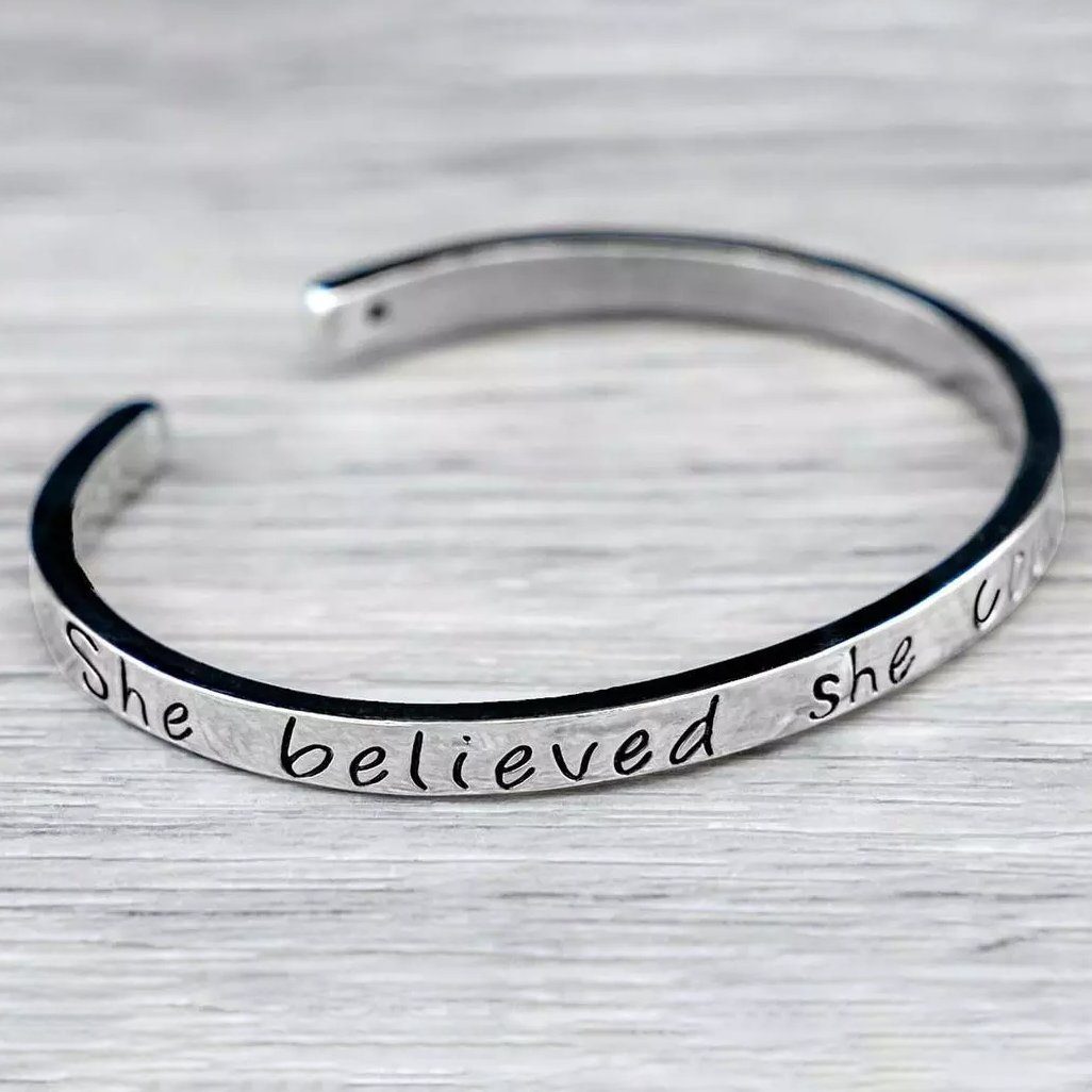 She believed she could so she did Inspirational Cuff Bracelet Looking For Cheap Pice