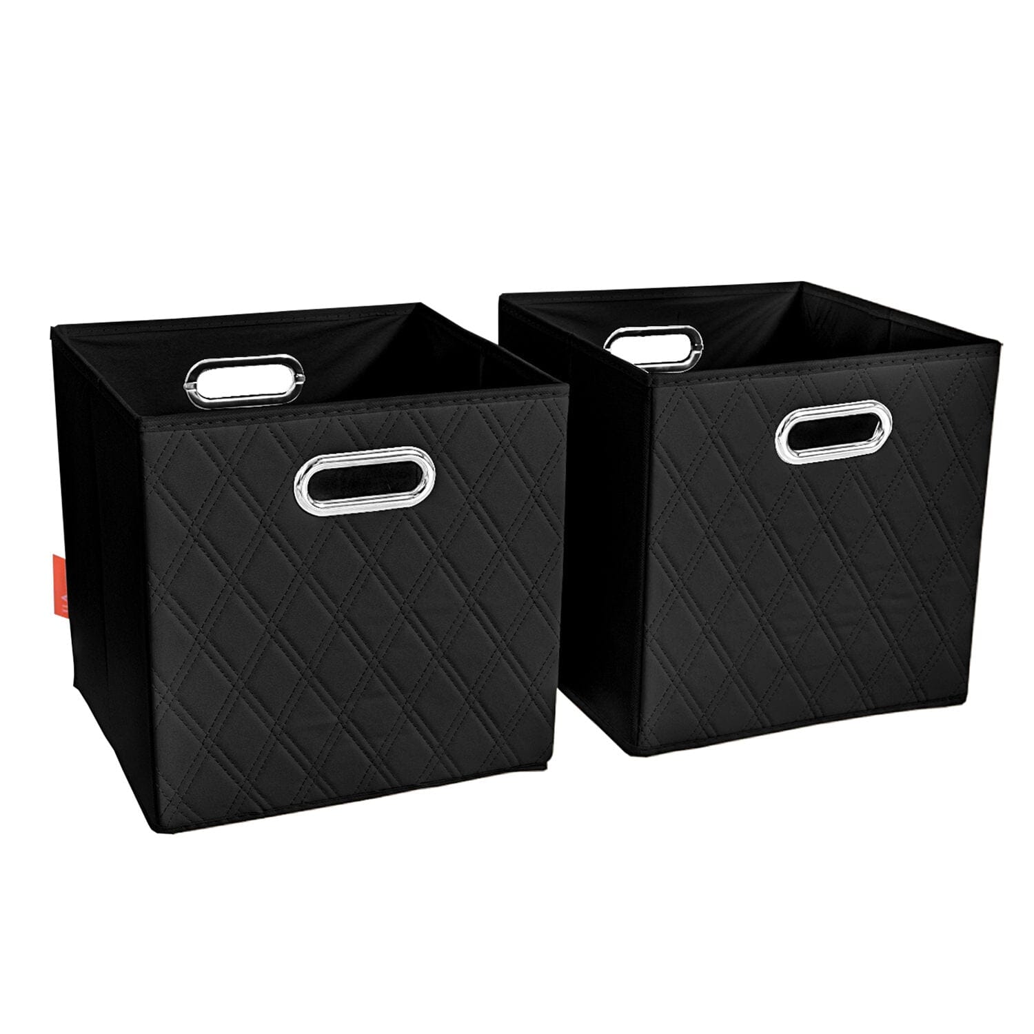 Set of 2: 11-13 Foldable Diamond Patterned Faux Leather Storage Cube Bins Discount Footaction