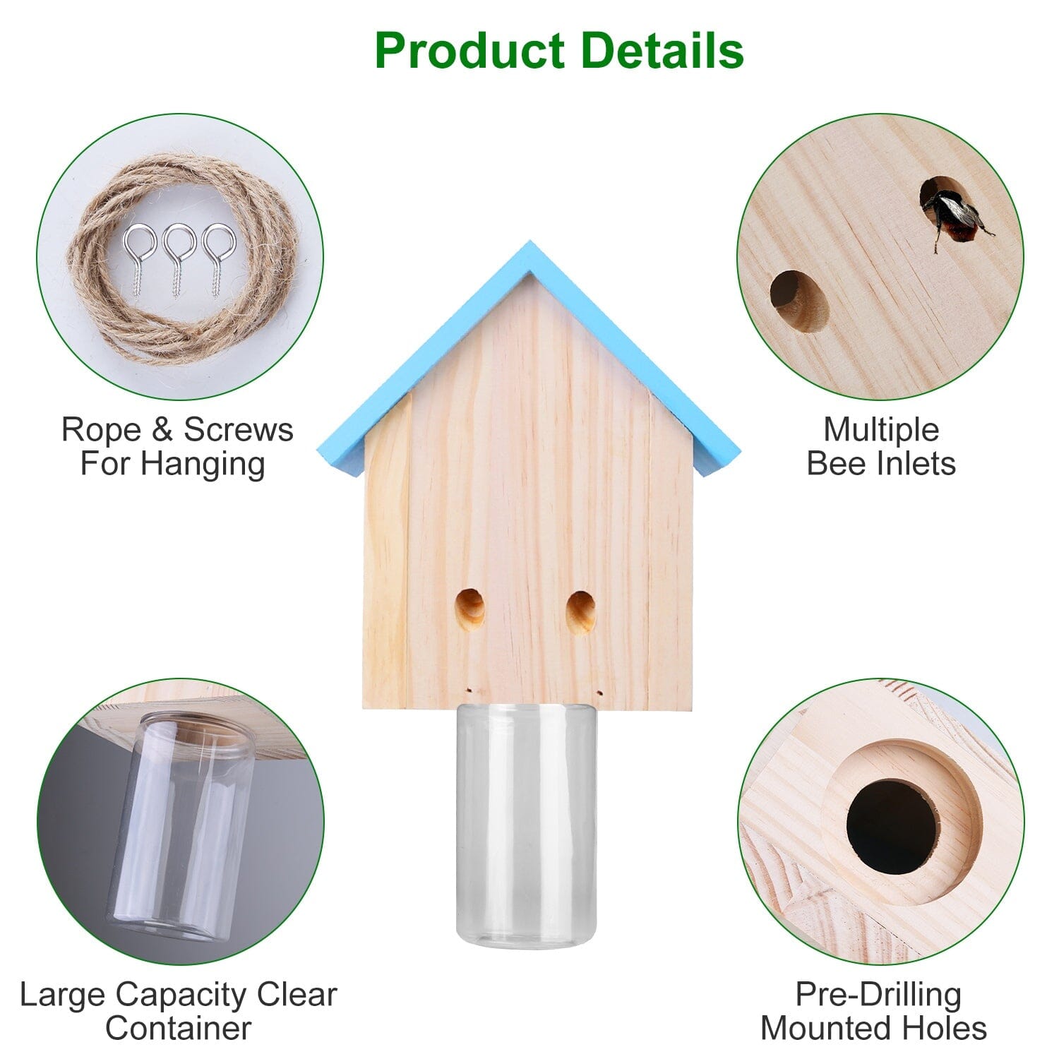 Wood Carpenter Bee Trap Outdoor Natural Pine Wood Comfortable Cheap Online