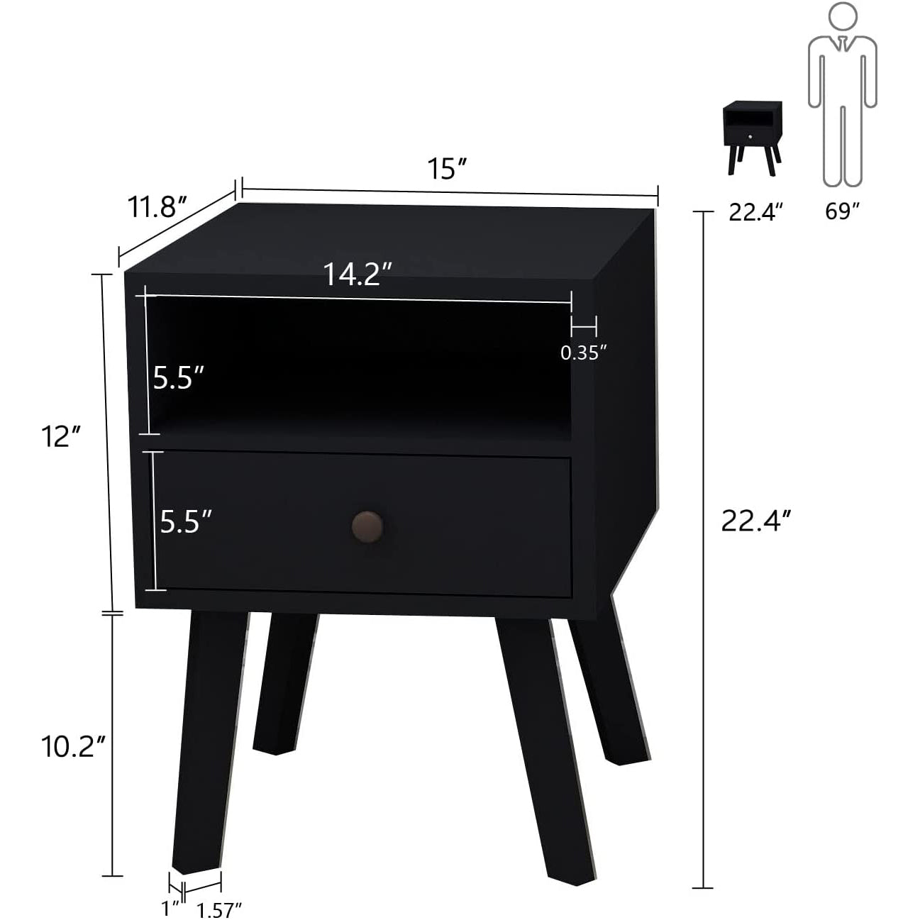 Wood Nightstand with Drawer Order Cheap Pice